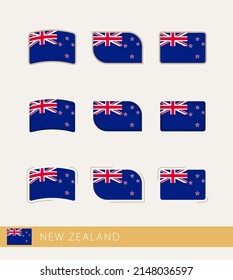 Vector flags of New Zealand, collection of New Zealand flags. Vector icon.