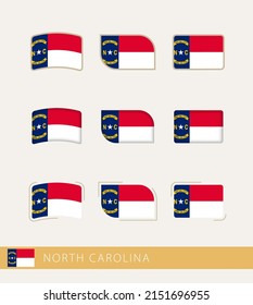 Vector flags of North Carolina, collection of North Carolina flags. Vector icon.