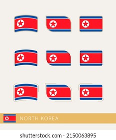 Vektorfahnen aus Nordkorea, Sammlung von nordkoreanischen Flaggen. Vektorsymbol.