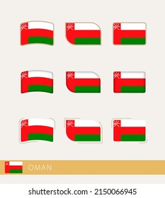 Vector flags of Oman, collection of Oman flags. Vector icon.