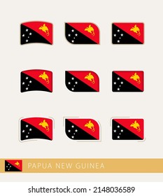 Vector flags of Papua New Guinea, collection of Papua New Guinea flags. Vector icon.