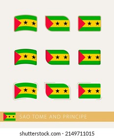 Vector flags of Sao Tome and Principe, collection of Sao Tome and Principe flags. Vector icon.