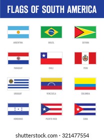 Vector Flags of South America Set