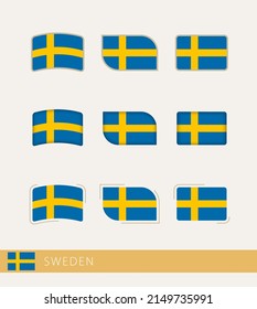 Vektorfahnen aus Schweden, Sammlung von schwedischen Flaggen. Vektorsymbol.