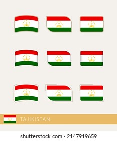 Vektorfahnen von Tadschikistan, Sammlung von Tadschikistan-Flaggen. Vektorsymbol.