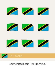 Vector flags of Tanzania, collection of Tanzania flags. Vector icon.