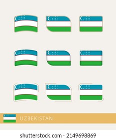 Vector flags of Uzbekistan, collection of Uzbekistan flags. Vector icon.