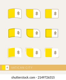 Banderas vectoras de la Ciudad del Vaticano, colección de banderas de la Ciudad del Vaticano. Icono del vector.