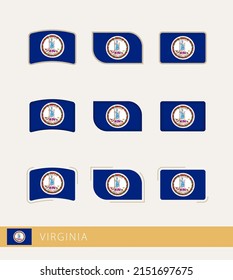 Vector flags of Virginia, collection of Virginia flags. Vector icon.