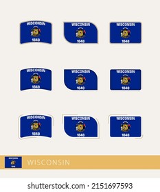 Vector flags of Wisconsin, collection of Wisconsin flags. Vector icon.