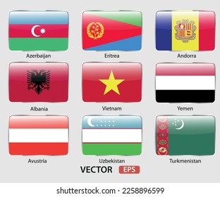 Vector flags of world countries, illustration design.
