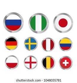 Vector flags of the world with steel border