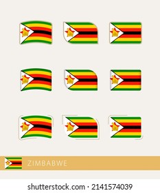 Vector flags of Zimbabwe, collection of Zimbabwe flags. Vector icon.
