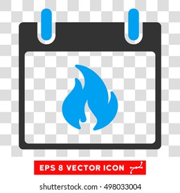 Vector Flame Calendar Day EPS vector pictogram. Illustration style is flat iconic bicolor blue and gray symbol on a transparent background.