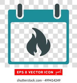 Vector Flame Calendar Day EPS vector pictograph. Illustration style is flat iconic bicolor soft blue symbol on a transparent background.