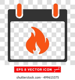 Vector Flame Calendar Day EPS vector icon. Illustration style is flat iconic bicolor orange and gray symbol on a transparent background.