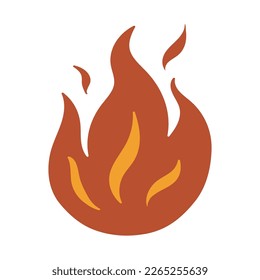 Vector flame doodle illustration. Simple red hot fire in flat design style. White background