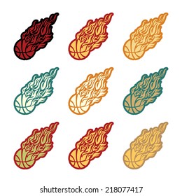 vector flame fire ball basketball symbol icon