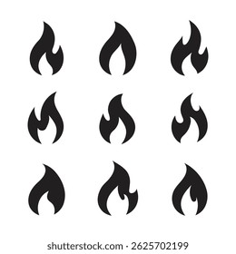 Vector Flame Fire Collection Icon Set