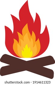 vector flame fire. flat image of a flame. a large flame of fire with long tongues of flame.
