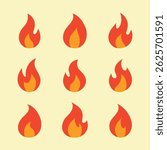 Vector Flame Fire Icon Collection In Flat Design