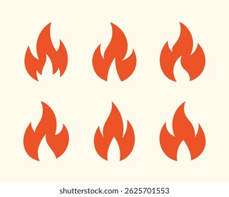 Vector Flame Fire Icon Collection In Flat Design