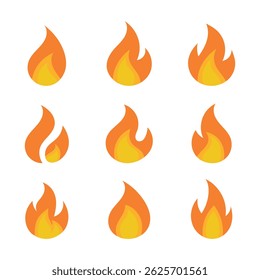 Vector Flame Fire Icon Collection In Flat Design