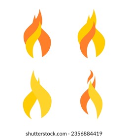 Vector flame, fire illustration set or collection.