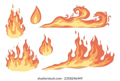 vector flame fire illustration set