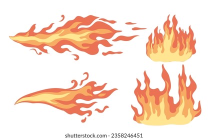 conjunto de ilustraciones de incendio de llama vectorial