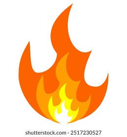 vector flame in flat style. flame illustration. burning fire icon in flat style. fire background.