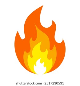 vector flame in flat style. flame illustration. burning fire icon in flat style. fire background.