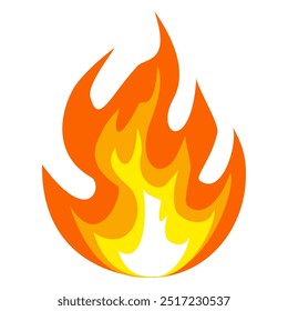 vector flame in flat style. flame illustration. burning fire icon in flat style. fire background.