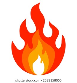 vector flame in flat style. flame illustration. burning fire icon in flat style. fire background.