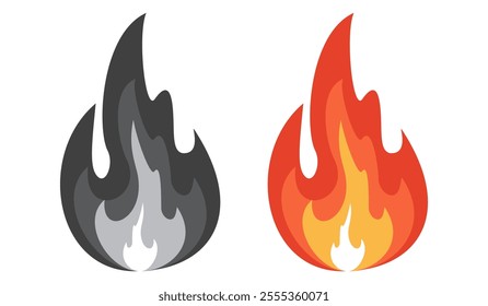 vector flame in flat style. flame illustration. burning fire icon in flat style. fire background.