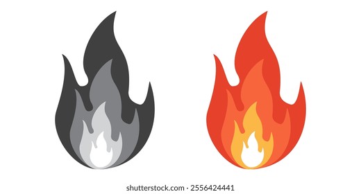 vector flame in flat style. flame illustration. burning fire icon in flat style. fire background.