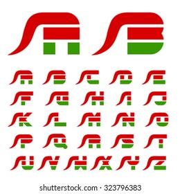 vector flame hot chilli pepper font alphabet letters