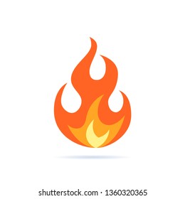 Vector flame icon. Simple illustration of fire in flat style