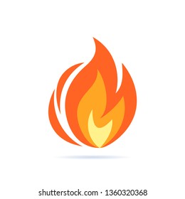 Vector flame icon. Simple illustration of fire in flat style