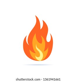 Vector flame icon. Simple illustration of fire in flat style