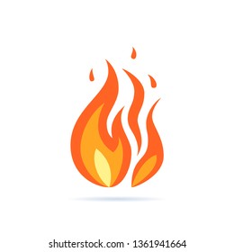 Vector flame icon. Simple illustration of fire in flat style