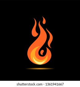 Vector flame icon. Simple illustration of fire in flat style