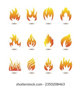 Vektorflammensymbole, orangefarbener Farbverlauf
