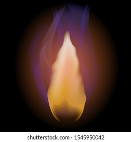 Vector Flame Isolated over Black Background. Hot Red and Yellow Burning Fire with Flying Embers.