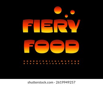 Vektor Flamme Logo Fiery Food. Helle, scharfe Schrift. Buchstaben und Zahlen des Feueralphabets
