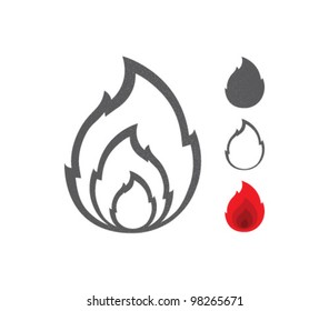 Vector Flame Shape Icon Set