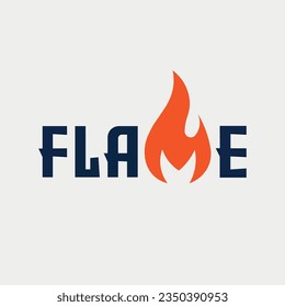 Vector flame text logo design