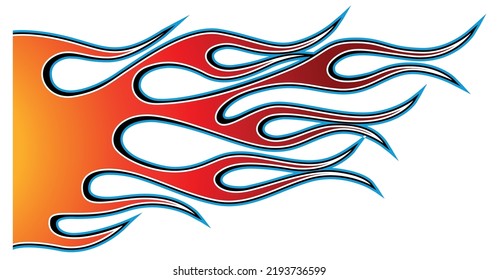 Vector flame tribal fire hot rod graphic car decal motorcycle gas tank and helmet sticker