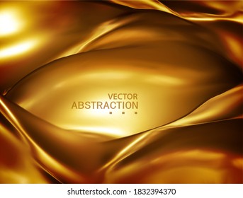 Vector flame-coloured.  Abstract Background  Elegant Silk Texture Satin Luxury Cloth  Wavy Folds. Template for Design, Banner