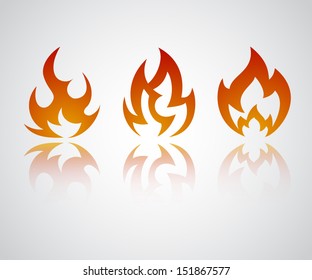 Vector flames casting a shadow
